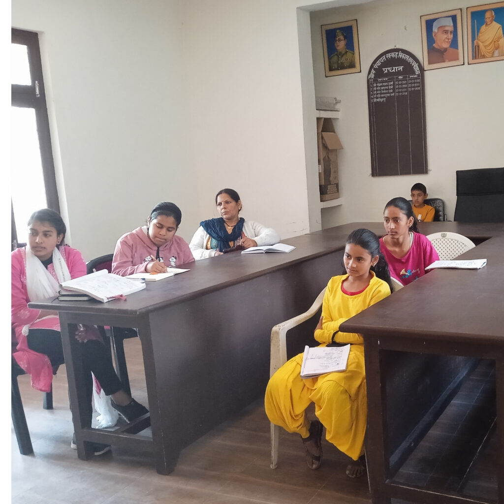 English communication session in panchayat hall at village Rakkar of Himachal Pradesh