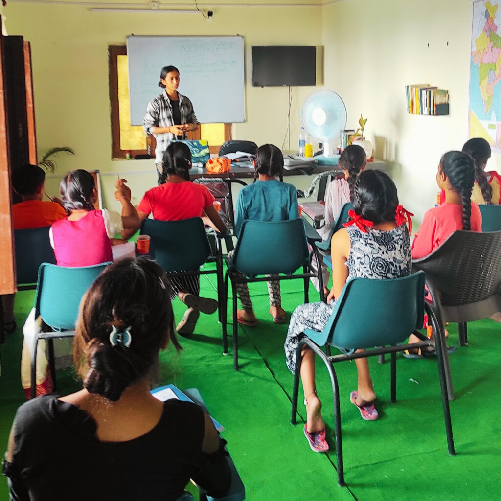 Community leader's academic session with girls from Slate Godam village of Himachal Pradesh