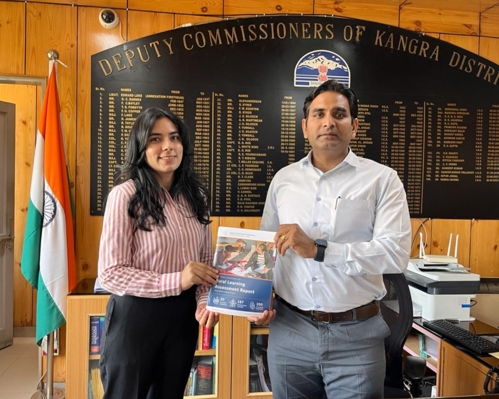 EIF President engaging in systemic advocacy by presenting a data-backed rural learning assessment report to the District Magistrate, Kangra