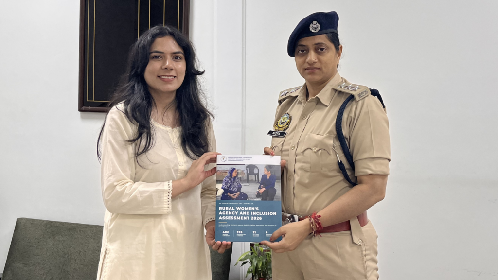 EIF President driving systemic advocacy by presenting the rural women's agency and inclusion report to the Kangra Deputy Superintendent of Police.